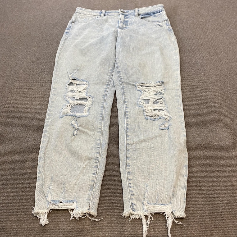 Eunina Jeans Womens 13‎ Light Wash Tobi Super High Rise Mom Crop Distressed